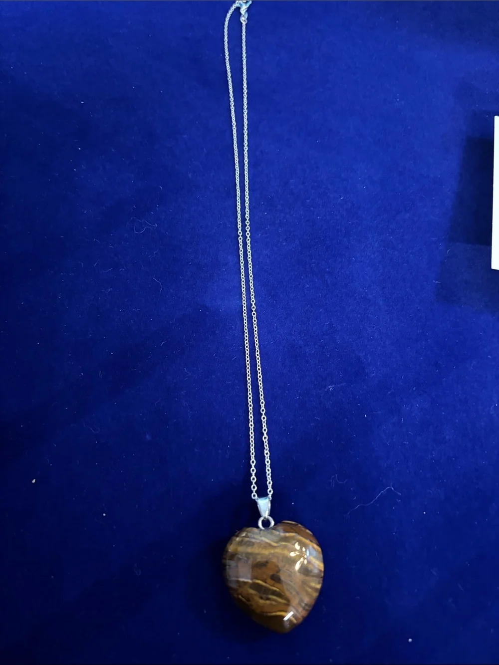 Genuine Yellow Heart Tiger Iron Healing Gemstone Pendant on 19.5” sterling chain